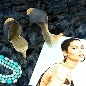 Anne Klein I-Flex Blue Denim Mule Heels, 10 M